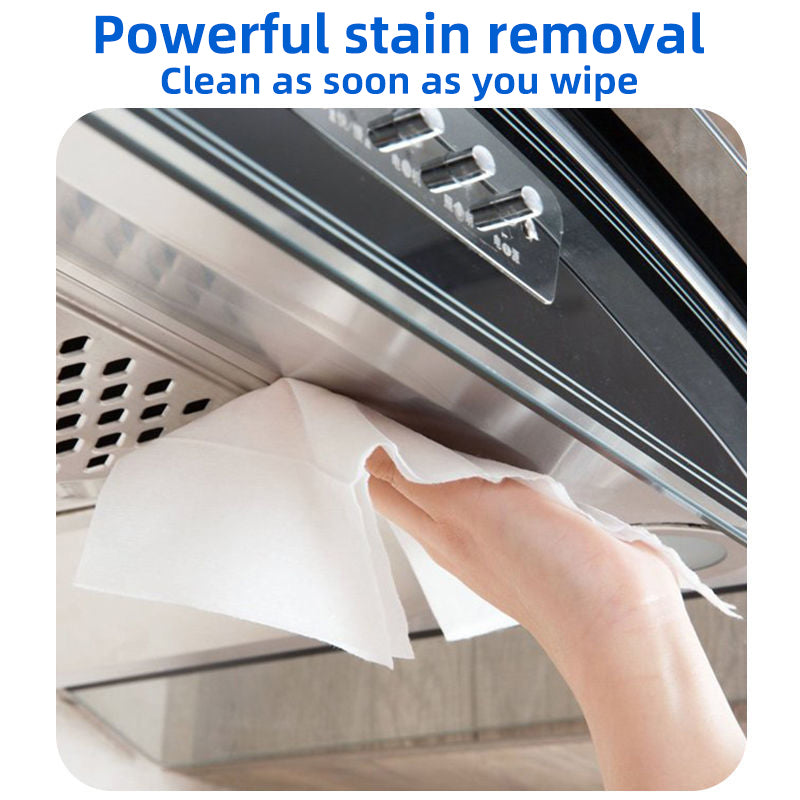 1. Added super degreasing active factor, stronger cleaning power than traditional rags.

2. Suitable for pots, bowls, kitchen tabletops, kitchen walls, range hoods and sinks, etc.

3. Powerfully remove stubborn oil stains and keep the surface spotless.

4. Kitchen cleaning wipes are made of spunlace non-woven fabric, thick, soft and durable.

5. Universal surface wipes, no need to wash, easy to use.