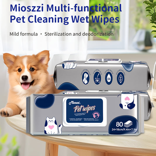 1. Made with a cleansing formula that cleanses and tear-stains, leaving skin feeling clean and fresh.
2. Added hyaluronic acid for a deep cleanse that removes dirt, dander and pet odors.
3. Added plant extracts to cleanse and moisturize skin and hair.
4. Antibacterial and deodorant wipes to effectively prevent the spread of dirt, odor and bacteria.
5. Thick non-woven fabric design, 360 degree clean whole body, dog and cat grooming wipes.