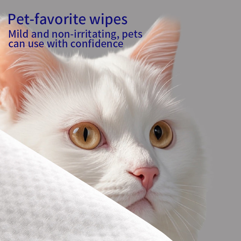 1. Made with a cleansing formula that cleanses and tear-stains, leaving skin feeling clean and fresh.
2. Added hyaluronic acid for a deep cleanse that removes dirt, dander and pet odors.
3. Added plant extracts to cleanse and moisturize skin and hair.
4. Antibacterial and deodorant wipes to effectively prevent the spread of dirt, odor and bacteria.
5. Thick non-woven fabric design, 360 degree clean whole body, dog and cat grooming wipes.