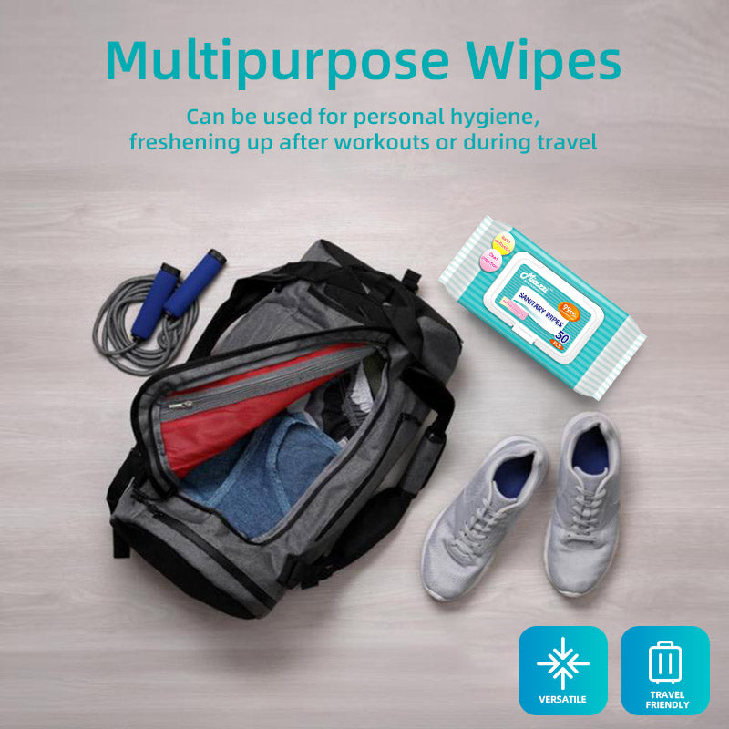 1、The large package of 50 wipes per pack is numerous and affordable.

2、Verified by the Professional Lab Kill 99.9% E. coli and staphylococcus aureus, mild non-stimulating.

3、Mioszzi Sanitary wipes can remove mess, reduce odor and protect hands.

4、Multi-scenario&nbsp;application&nbsp;in daily life, clean electronics, hand hygiene and clean the furniture.

5、No bleach, disinfect and deodorize with Sanitary Wipes for a bleach free cleaning alternative.