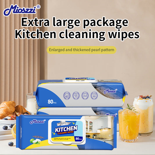 1. Super strong degreasing active factor, better than traditional rags and degreasers.

2. Multi-purpose wipes, wipe away oil, dirt and sticky fingerprints.

3. Kitchen cleaning wipes without bleach, more skin-friendly.

4. Disposable wipes, no need to worry about breeding bacteria.

5. Half-arm-length super large packaging, large quantity and affordable.